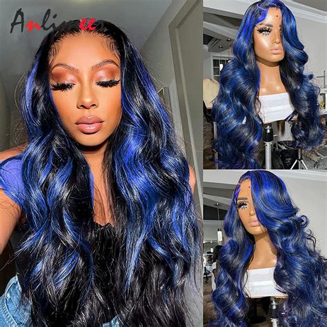 black wig blue highlights